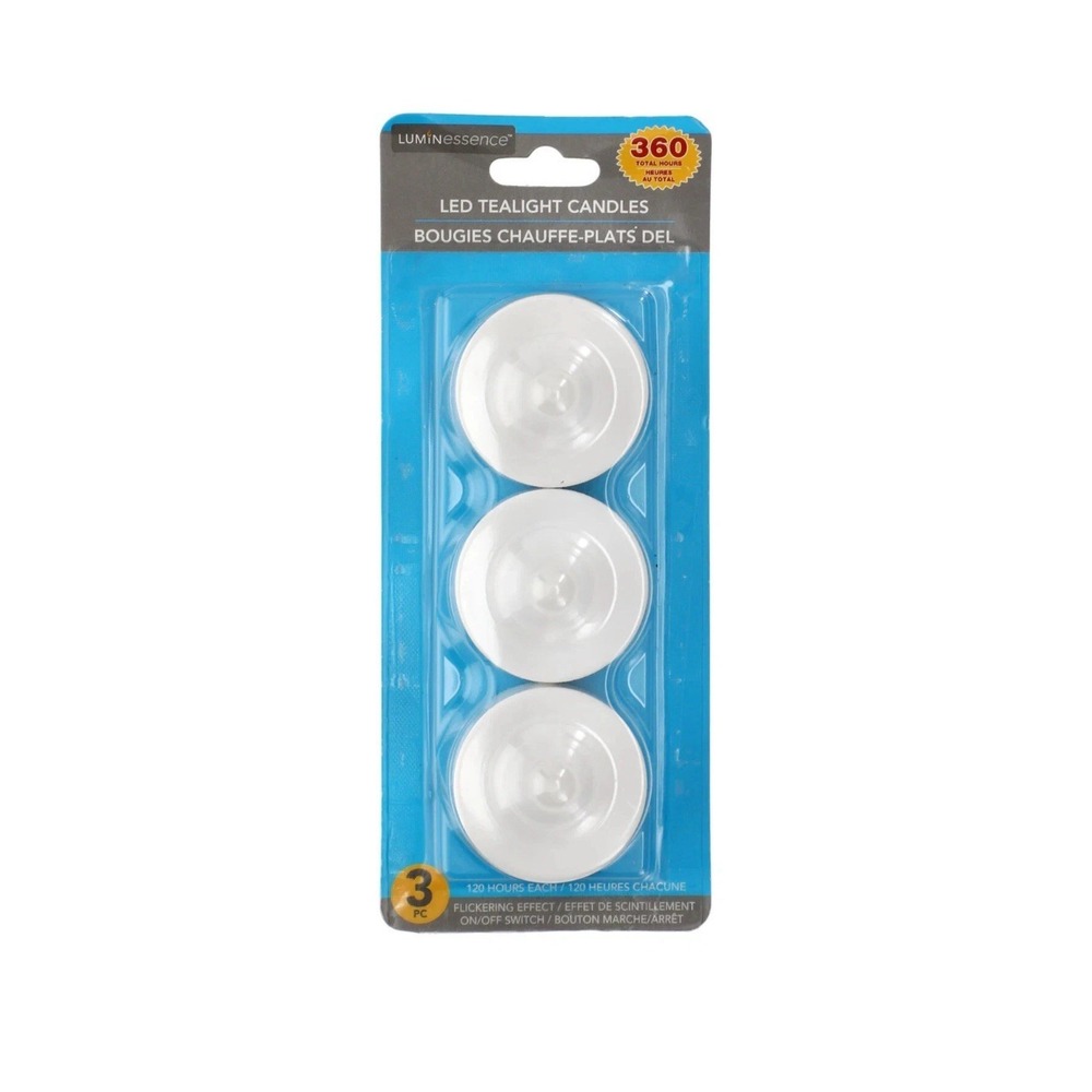 ✅Luminessence 3pk LED Flickering Tealight Candles 🕯️ Batteries Included #️⃣0126